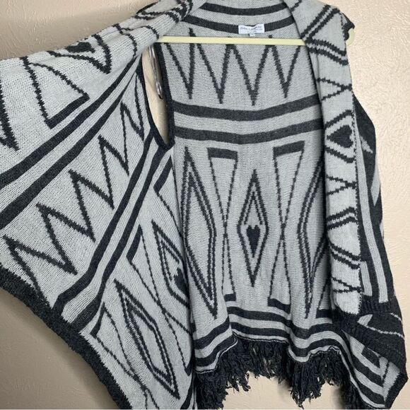 San lorenzo open front fringe wool alpaca sleeveless cardigan gray - Picture 2 of 10